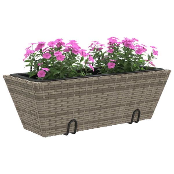 plantekasser med kroge 2 stk. polyrattan grå