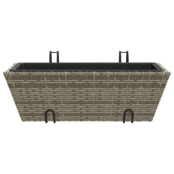 plantekasser med kroge 2 stk. polyrattan grå