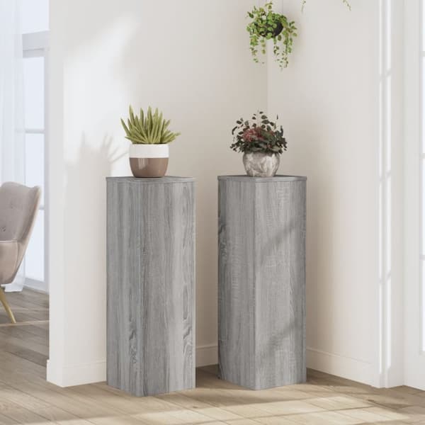 Kasvitelineet 2 kpl harmaa Sonoma 25x25x80 cm tekninen puu