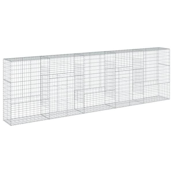 gabionkurv med cover 500x50x150 cm galvaniseret jern