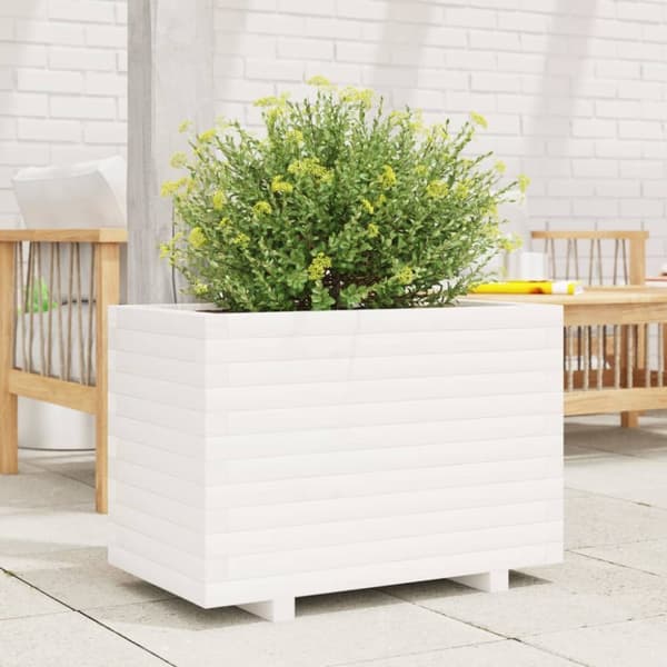 plantekasse 70x40x49,5 cm massivt fyrretræ hvid