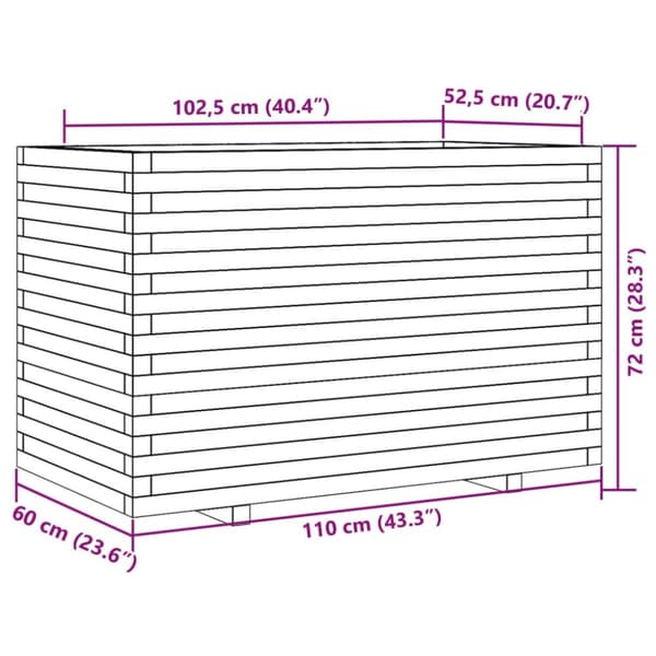 plantekasse 110x60x72 cm massivt fyrretræ