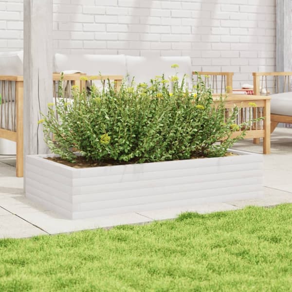 plantekasse 110x60x23 cm massivt fyrretræ hvid