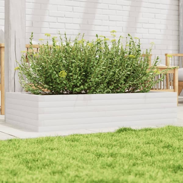 plantekasse 110x60x23 cm massivt fyrretræ hvid