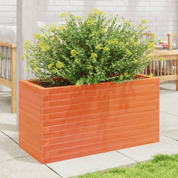 plantekasse 90x40x45,5 cm massivt fyrretræ gyldenbrun