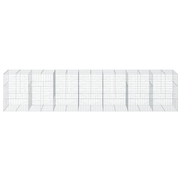 gabionkurv med cover 700x100x150 cm galvaniseret jern