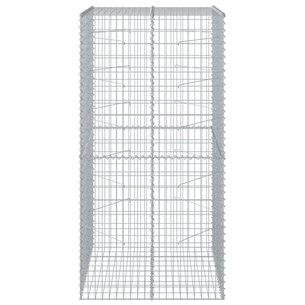 gabionkurv med cover 100x100x200 cm galvaniseret jern