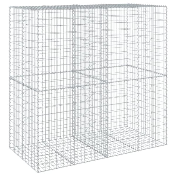 gabionkurv med cover 200x100x200 cm galvaniseret jern