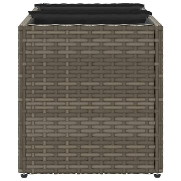plantekasse med 3 krukker 105x30x32 cm polyrattan grå