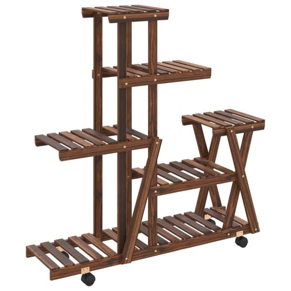 Växtställ med hjul 95x25x101 cm massiv furu
