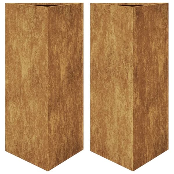 Puutarhakukkalaatikot 2kpl kolmio 40x34,5x70 cm Corten teräs