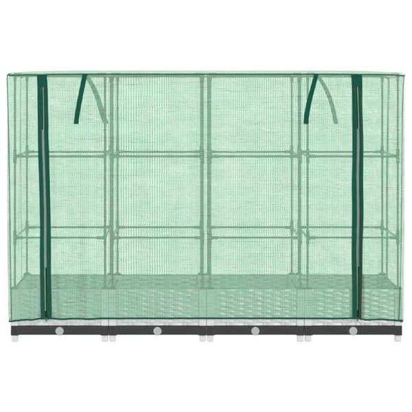 Odlingslåda med växthusöverdrag rottinglook 160x40x123 cm