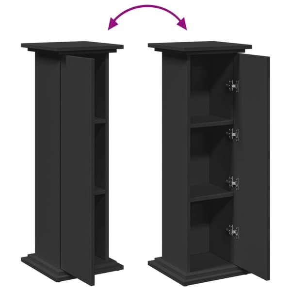 piedestal med opbevaring 31x30x90 cm konstrueret træ sort