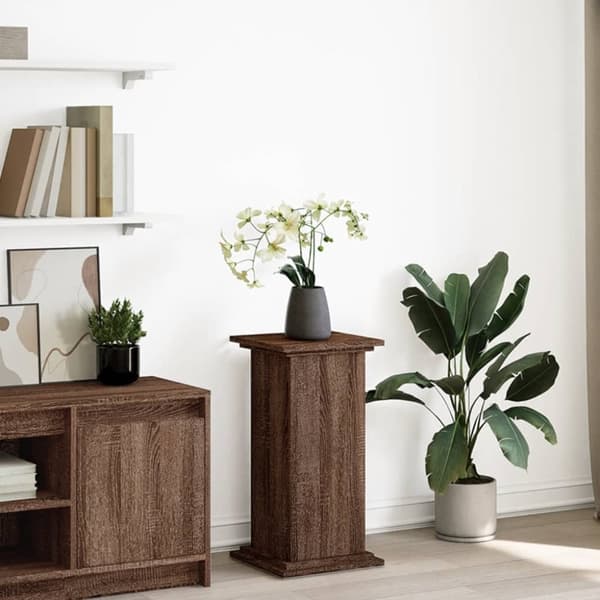 piedestal med opbevaring 31x30x60 cm konstrueret træ brun eg