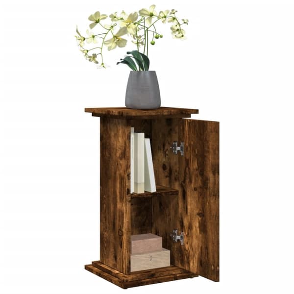 piedestal med opbevaring 31x30x60 cm konstrueret træ røget eg