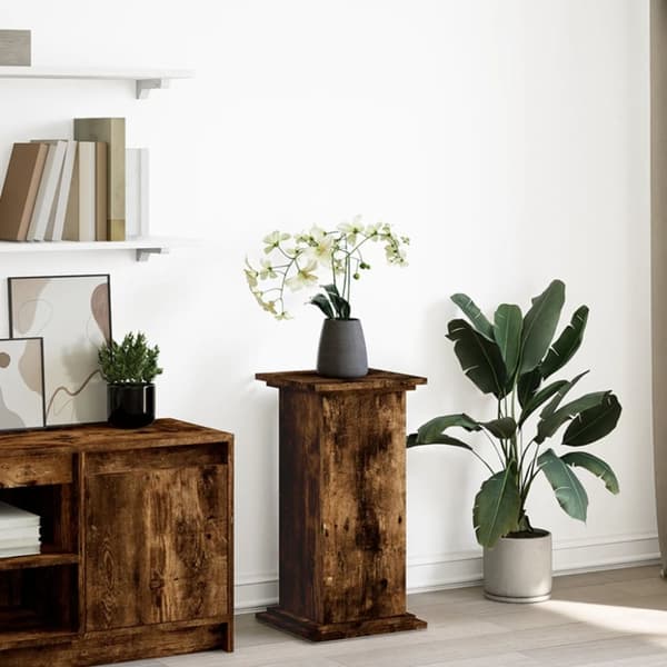 piedestal med opbevaring 31x30x60 cm konstrueret træ røget eg