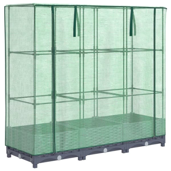 højbed med drivhusovertræk 120x40x123 cm rattan-look