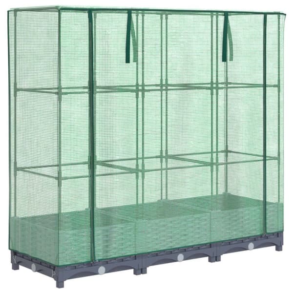 højbed med drivhusovertræk 120x40x123 cm rattan-look