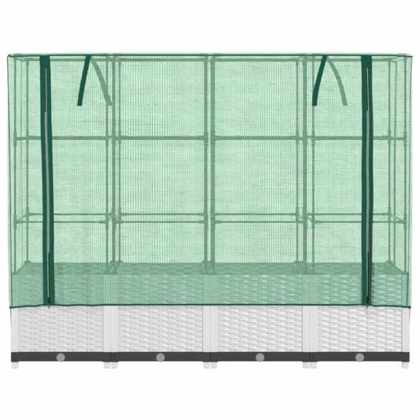 Odlingslåda med växthusöverdrag rottinglook 160x40x138 cm