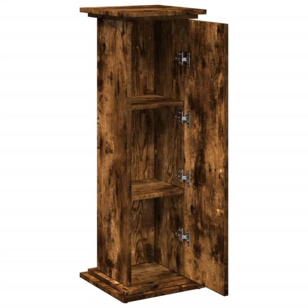 Piedestal med förvaring rökfärgad ek 31x30x90cm konstruerat trä