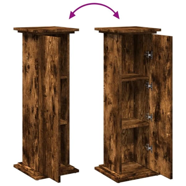 Piedestal med förvaring rökfärgad ek 31x30x90cm konstruerat trä