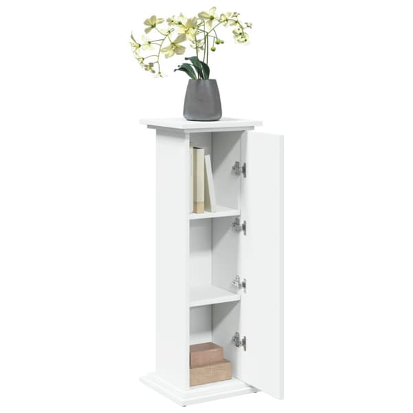 Piedestal med förvaring vit 31x30x90 cm konstruerat trä