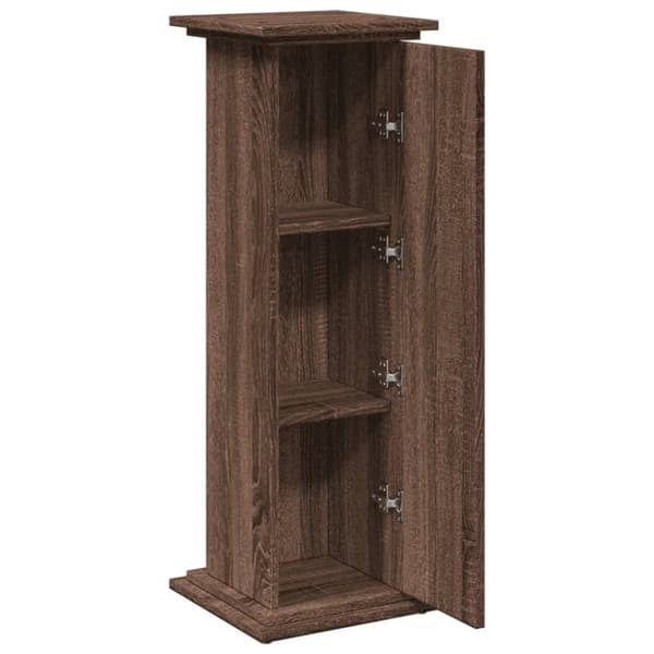 piedestal med opbevaring 31x30x90 cm konstrueret træ brun eg
