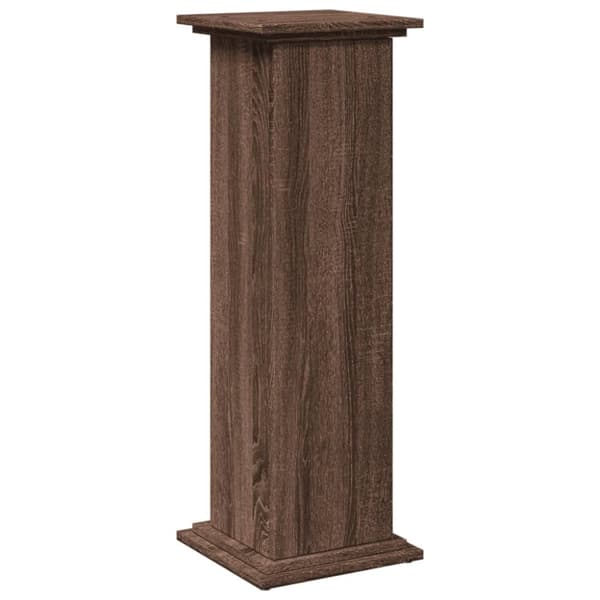 piedestal med opbevaring 31x30x90 cm konstrueret træ brun eg