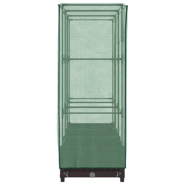 Odlingslåda med växthusöverdrag rottinglook 120x40x123 cm