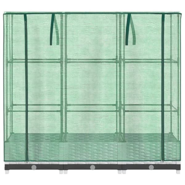 Odlingslåda med växthusöverdrag rottinglook 120x40x123 cm