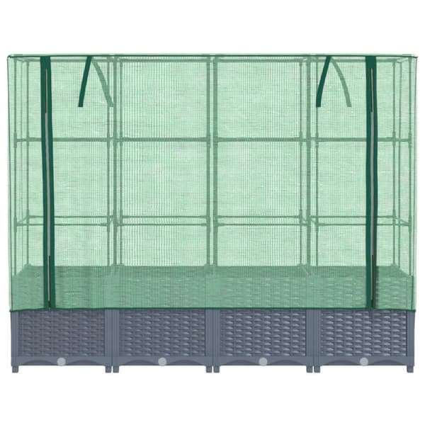 højbed med drivhusovertræk 160x40x138 cm rattan-look