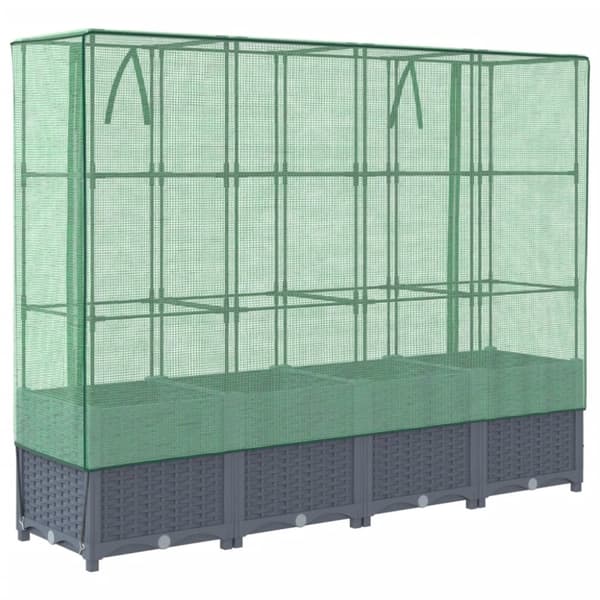 højbed med drivhusovertræk 160x40x138 cm rattan-look