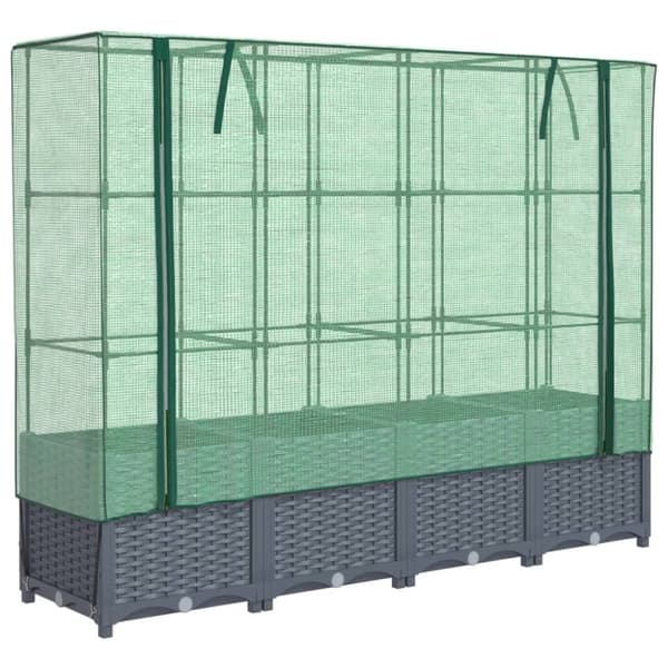 højbed med drivhusovertræk 160x40x138 cm rattan-look