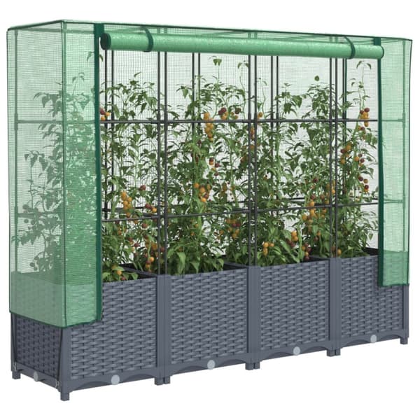 højbed med drivhusovertræk 160x40x138 cm rattan-look