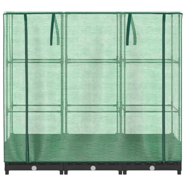 Odlingslåda med växthusöverdrag rottinglook 120x40x123 cm