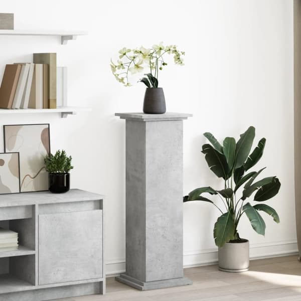piedestal med opbevaring 31x30x90 cm konstrueret træ betongrå