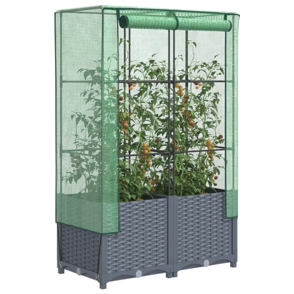 højbed med drivhusovertræk 80x40x138 cm rattan-look