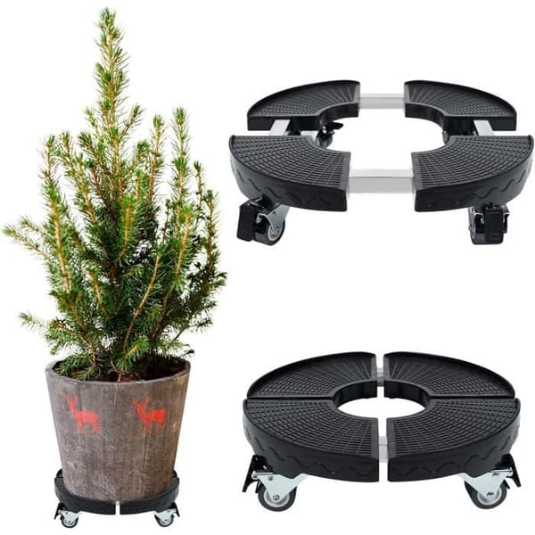 LZQ Rund Plant Stand on Wheels - Justerbar - Halkfri PP-platta - Lastkapacitet 300 kg