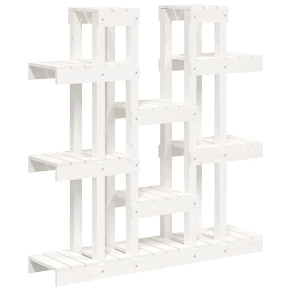 Växtställ vit 104,5x25x109,5 cm massiv furu