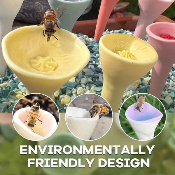 INF Resin Flower Bee drikkefontene (sett med 2)