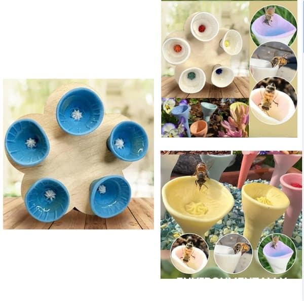 INF Resin Flower Bee drikkefontene (sett med 2)