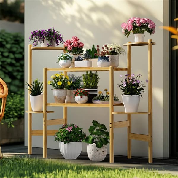 Bambus Planteholder, 6 Niveauer, Holdbart Design, Nem Montering