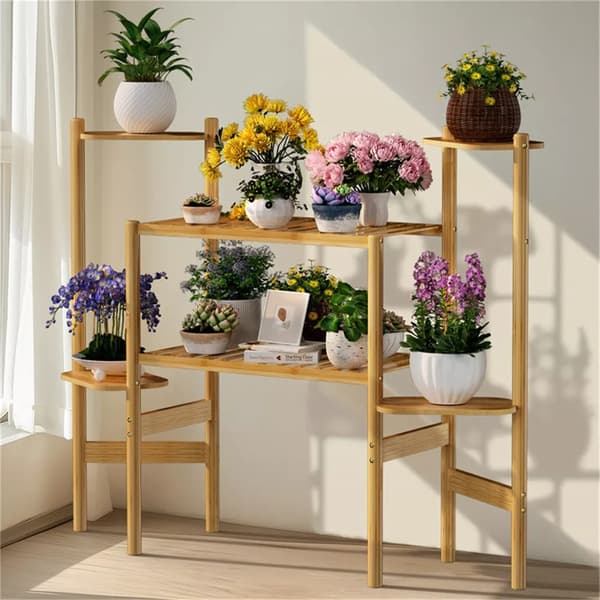 Bambus Planteholder, 6 Niveauer, Holdbart Design, Nem Montering