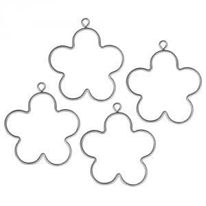 Dekorativa hängen - Rayher - Paket med 4 blommor i tråd - Diameter 5,5 cm - Färg grå - Metallisk