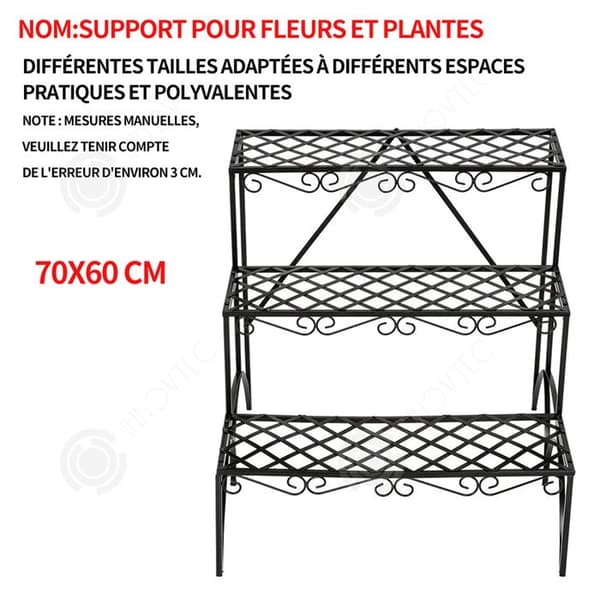 INN Blomsterhylla 70x60cm Trädgårdshylla för utomhusbruk Trädgårdsväxthylla 3-vånings krukväxthylla Nej
