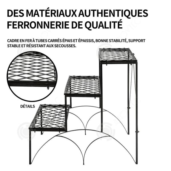 INN Blomsterhylla 70x60cm Trädgårdshylla för utomhusbruk Trädgårdsväxthylla 3-vånings krukväxthylla Nej