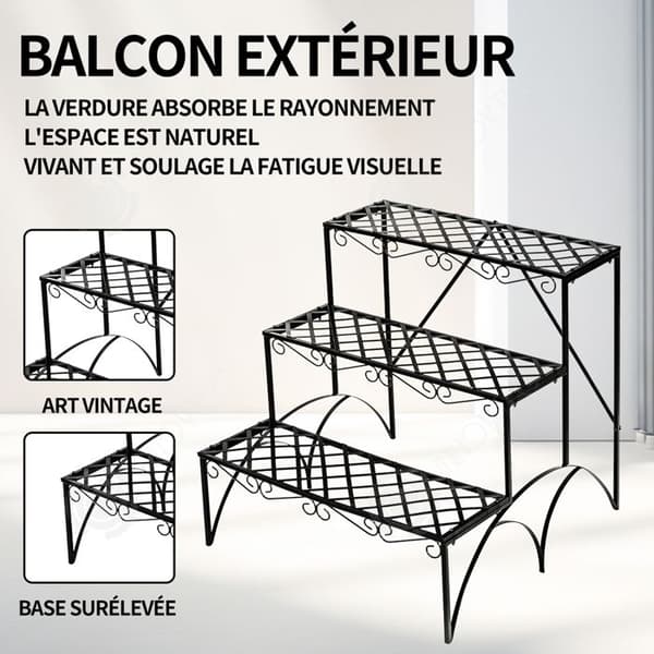 INN Blomsterhylla 70x60cm Trädgårdshylla för utomhusbruk Trädgårdsväxthylla 3-vånings krukväxthylla Nej