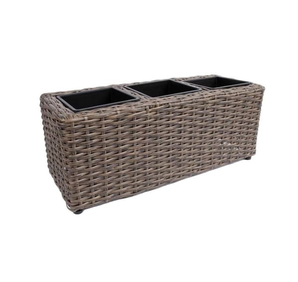 Flower box WICKER 48x18xH18cm, dark brown
