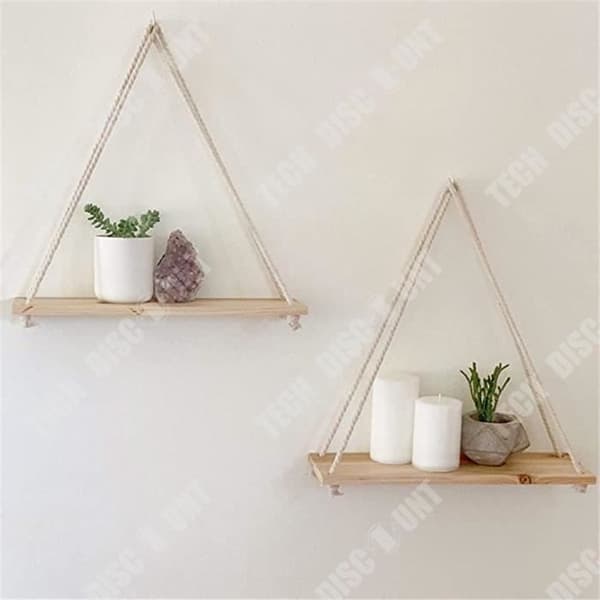 TD® Vägghängande blomkrukhållare Trä Gungställning Rep Hängande vägg Flytande Vintage Design Växt Bildram Li