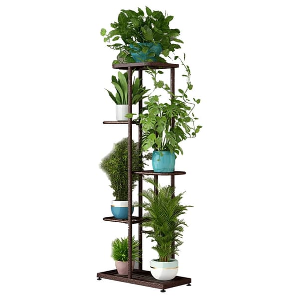 5-lags Metal Planteholder, Holdbar Jernkonstruktion, Pladsbesparende Design,Bronze